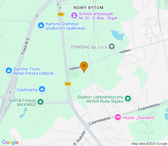 Mapa dojazdu do warsztatu samochodowego w miejscowości Ruda Śląska