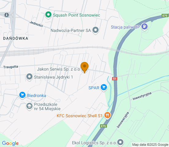 Mapa dojazdu do warsztatu samochodowego w miejscowości Sosnowiec
