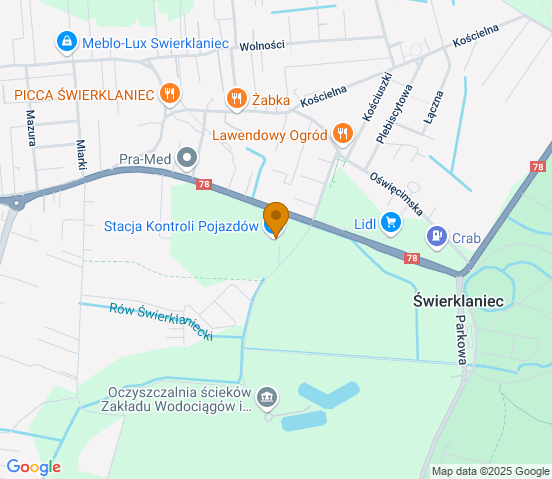 Mapa dojazdu do warsztatu samochodowego w miejscowości Świerklaniec