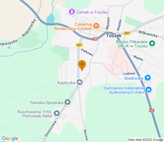 Mapa dojazdu do warsztatu samochodowego w miejscowości Toszek