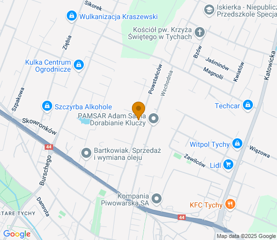 Mapa dojazdu do warsztatu samochodowego w miejscowości Tychy