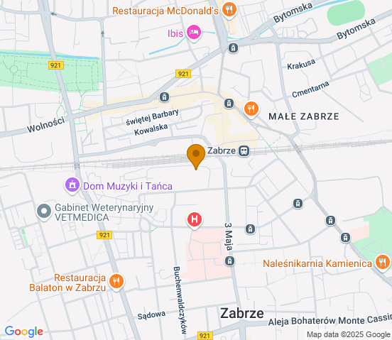 Mapa dojazdu do warsztatu samochodowego w miejscowości Zabrze