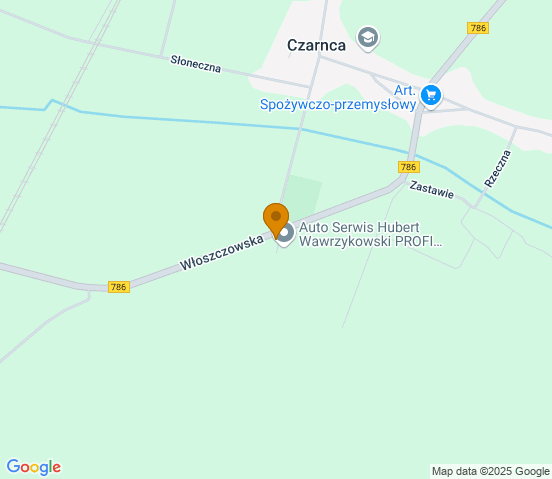 Mapa dojazdu do warsztatu samochodowego w miejscowości Czarnca