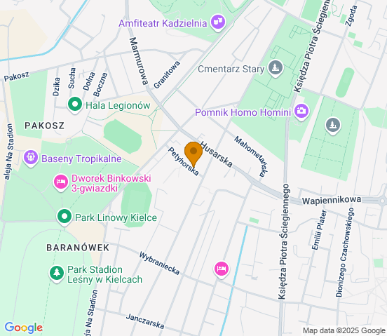 Mapa dojazdu do warsztatu samochodowego w miejscowości Kielce