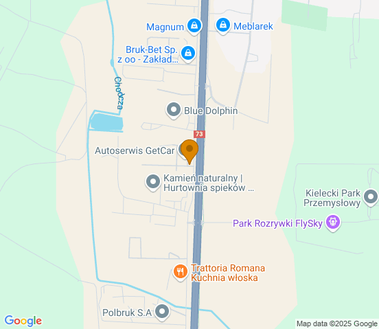 Mapa dojazdu do warsztatu samochodowego w miejscowości Kielce