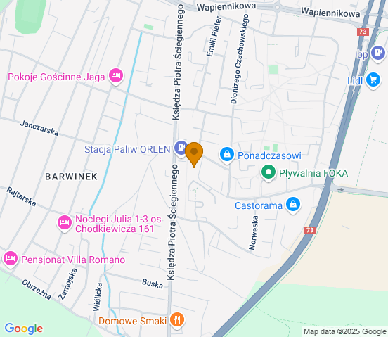 Mapa dojazdu do warsztatu samochodowego w miejscowości Kielce