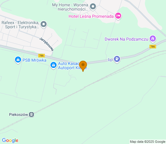Mapa dojazdu do warsztatu samochodowego w miejscowości Piekoszów