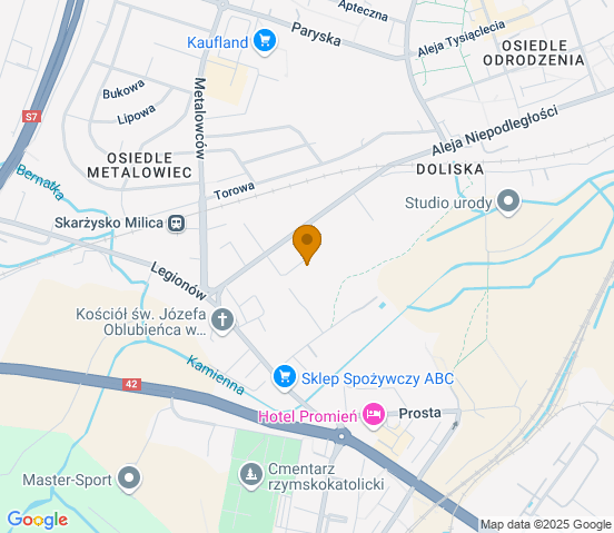 Mapa dojazdu do warsztatu samochodowego w miejscowości Skarżysko-Kamienna