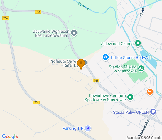 Mapa dojazdu do warsztatu samochodowego w miejscowości Staszów