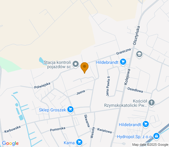Mapa dojazdu do warsztatu samochodowego w miejscowości Brodnica