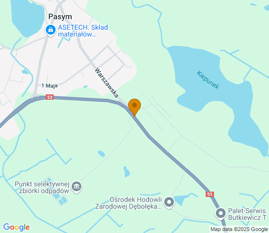 Mapa dojazdu do warsztatu samochodowego w miejscowości Dźwierzuty