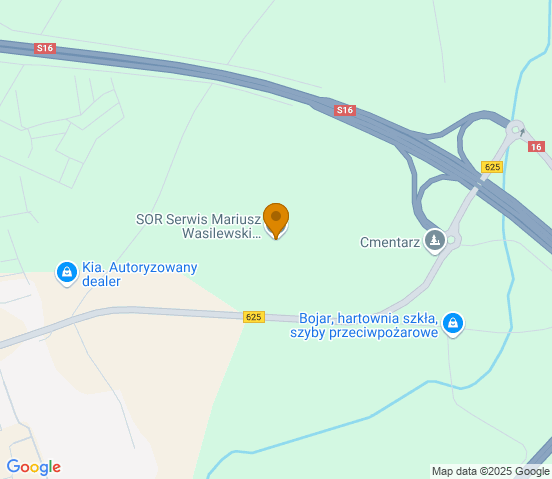 Mapa dojazdu do warsztatu samochodowego w miejscowości Ełk