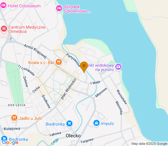 Mapa dojazdu do warsztatu samochodowego w miejscowości Olecko