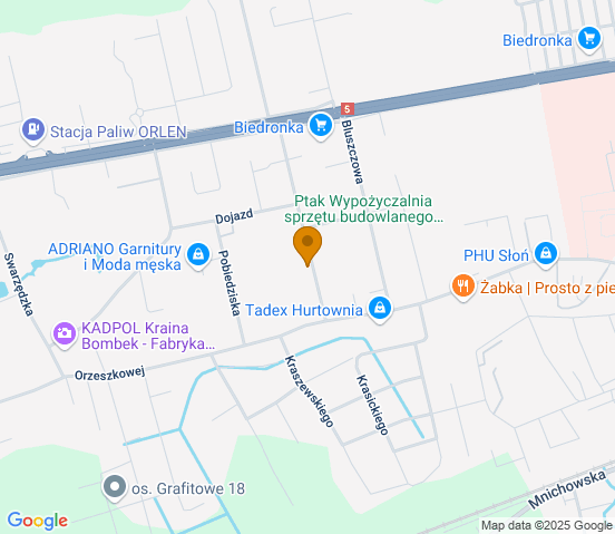 Mapa dojazdu do warsztatu samochodowego w miejscowości Gniezno