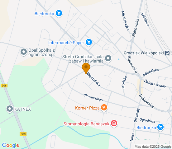Mapa dojazdu do warsztatu samochodowego w miejscowości Gorzów Wielkopolski