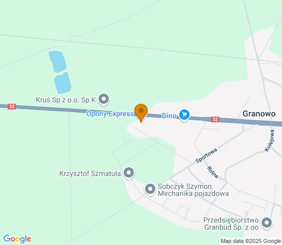 Mapa dojazdu do warsztatu samochodowego w miejscowości Granowo