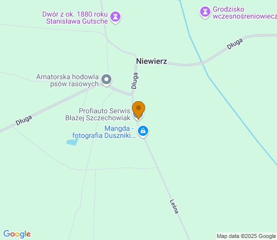 Mapa dojazdu do warsztatu samochodowego w miejscowości Niewierz