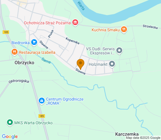 Mapa dojazdu do warsztatu samochodowego w miejscowości Obrzycko