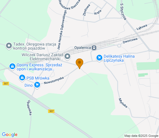 Mapa dojazdu do warsztatu samochodowego w miejscowości Opalenica