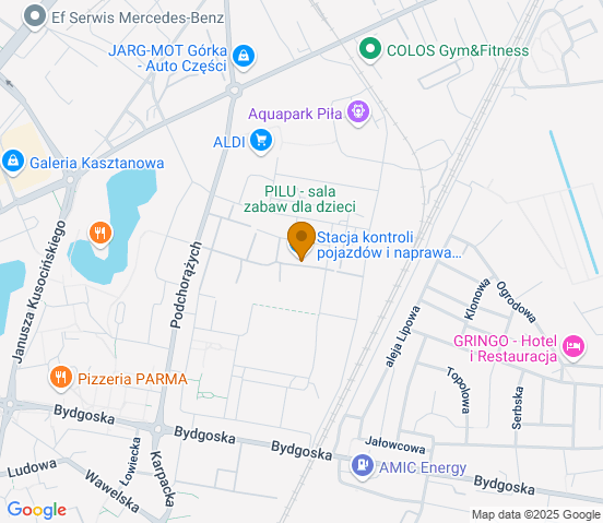 Mapa dojazdu do warsztatu samochodowego w miejscowości Piła