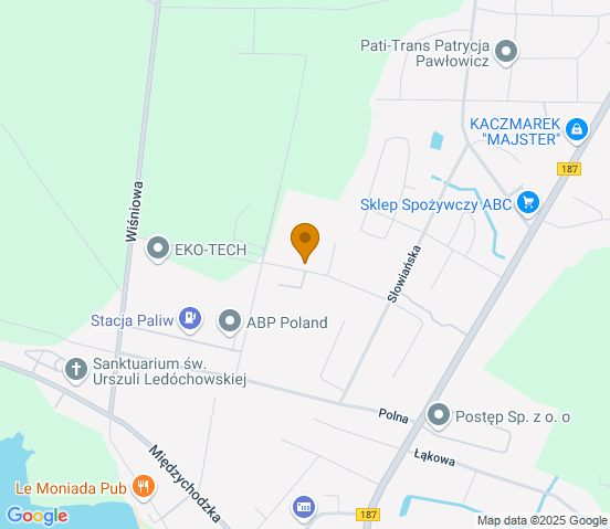 Mapa dojazdu do warsztatu samochodowego w miejscowości Pniewy