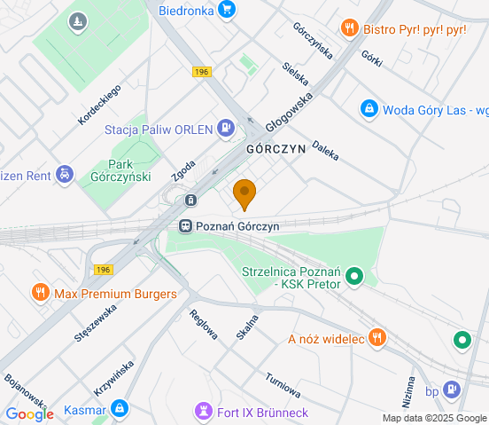 Mapa dojazdu do warsztatu samochodowego w miejscowości Poznań