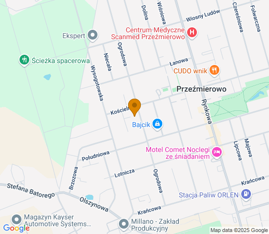 Mapa dojazdu do warsztatu samochodowego w miejscowości Przeźmierowo