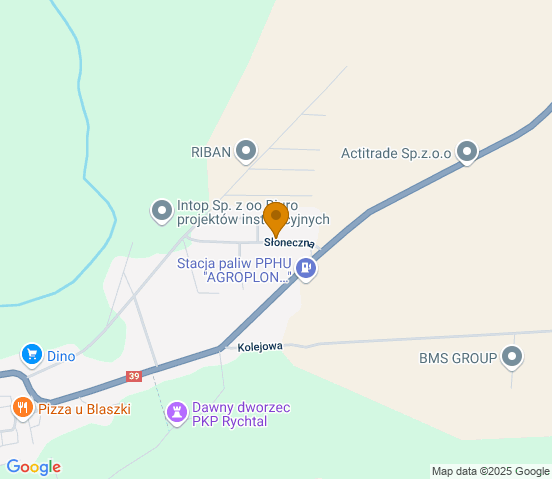 Mapa dojazdu do warsztatu samochodowego w miejscowości Rychtal