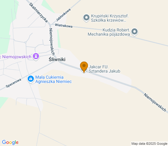 Mapa dojazdu do warsztatu samochodowego w miejscowości Śliwniki