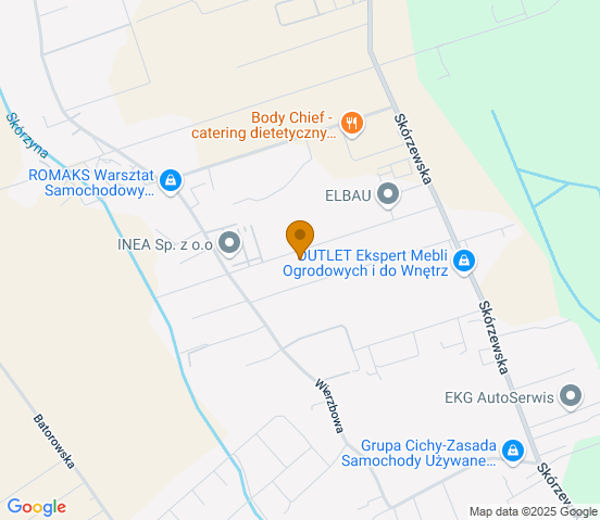 Mapa dojazdu do warsztatu samochodowego w miejscowości Wysogotowo