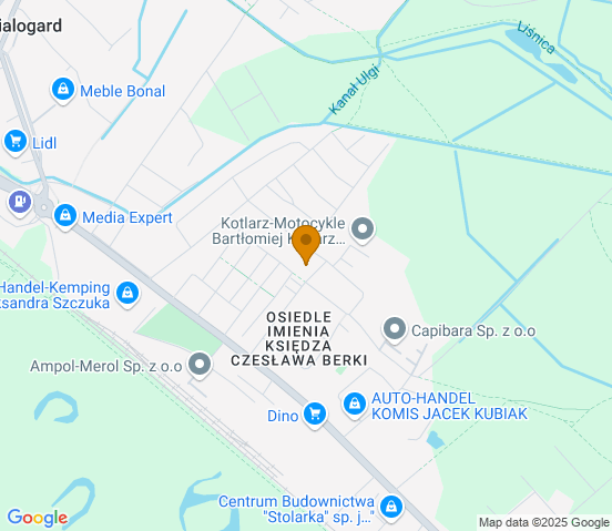 Mapa dojazdu do warsztatu samochodowego w miejscowości Białogard