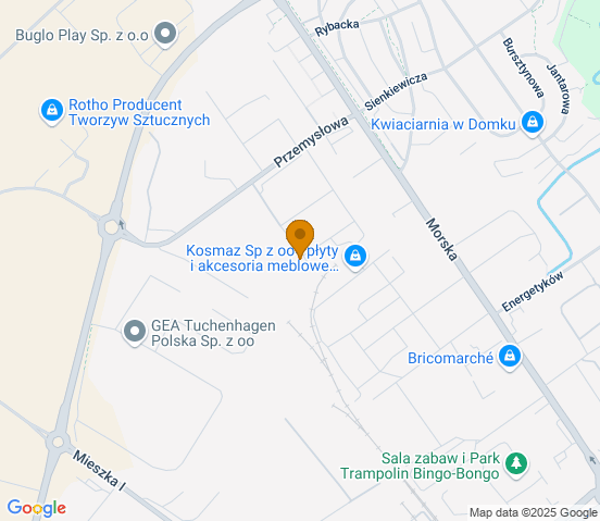 Mapa dojazdu do warsztatu samochodowego w miejscowości Koszalin