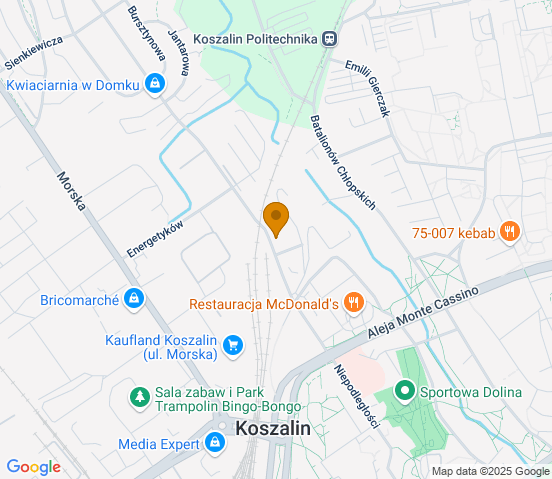 Mapa dojazdu do warsztatu samochodowego w miejscowości Koszalin