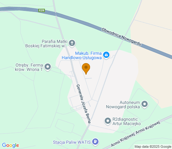 Mapa dojazdu do warsztatu samochodowego w miejscowości Nowogard