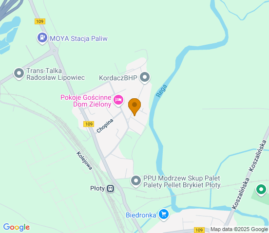 Mapa dojazdu do warsztatu samochodowego w miejscowości Płoty