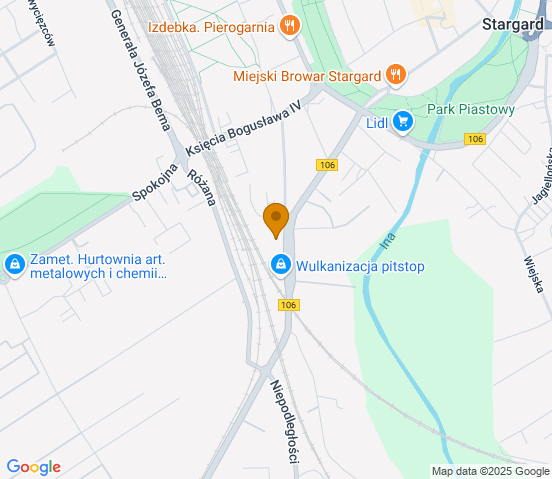 Mapa dojazdu do warsztatu samochodowego w miejscowości Stargard Szczeciński