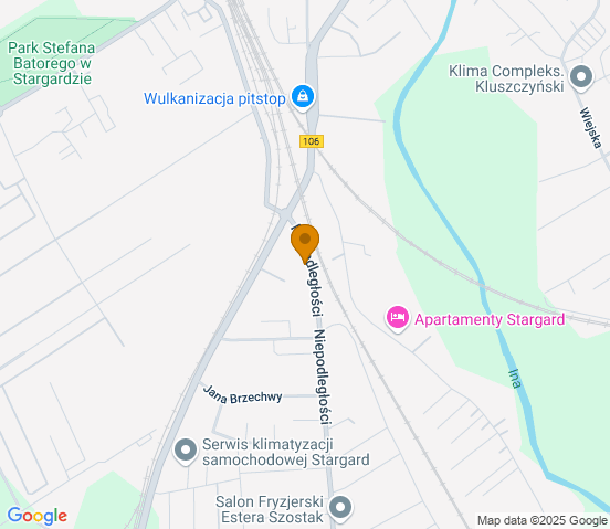 Mapa dojazdu do warsztatu samochodowego w miejscowości Stargard